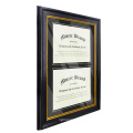 2020 autumn new design wholesale custom black 16*22 Wall Hangers Double Diploma Frame for Two Documents Certificates